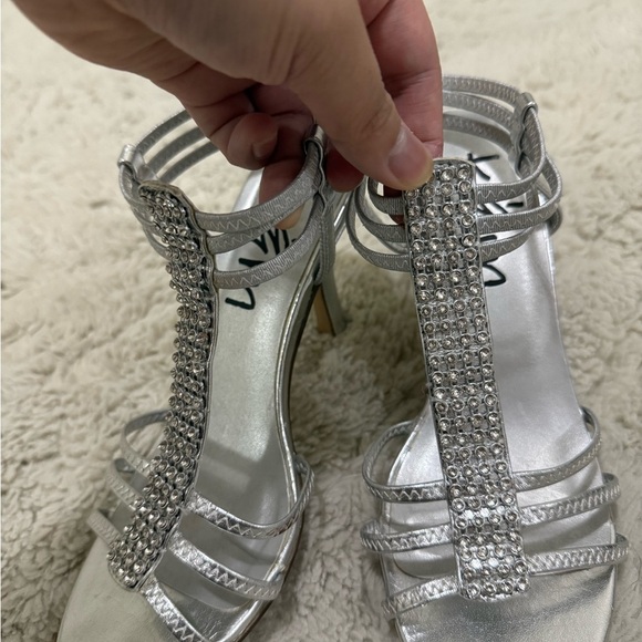 Silver Rhinestone Strappy Heels - Picture 6 of 7